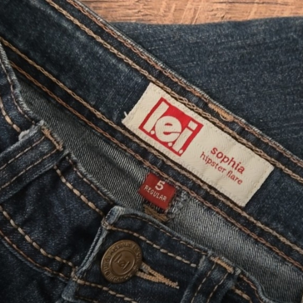 Lei Blue Denim Jeans Mid Rise Size 5 - Picture 5 of 5